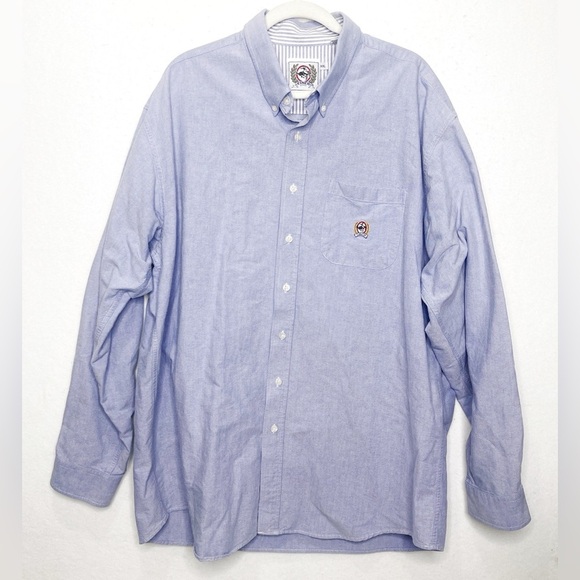 Cinch Blue Heavywight Long Sleeve Button Up Logo Western Cowboy Shirt Size XXL - Picture 1 of 7